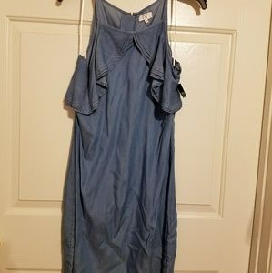 Crown and Ivy Chambray off the shoulder Jean Dress